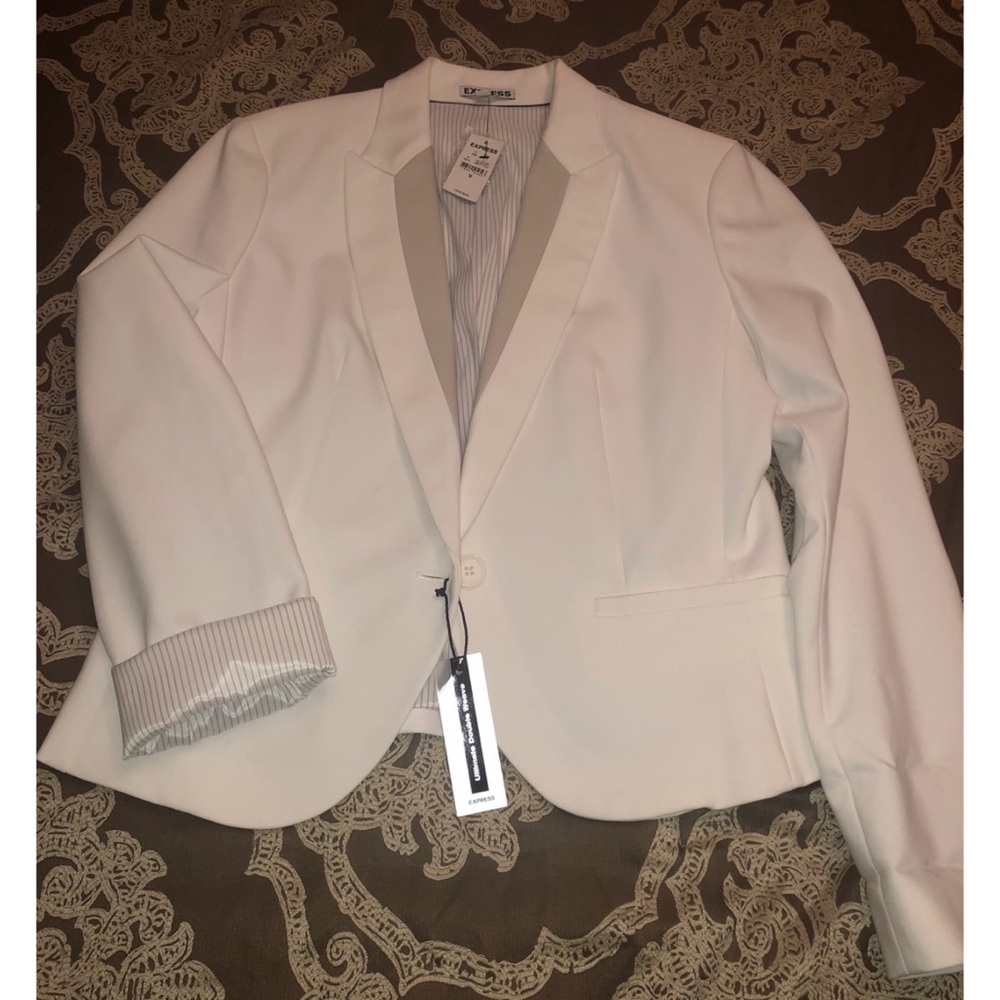 White with beige trim blazer!
